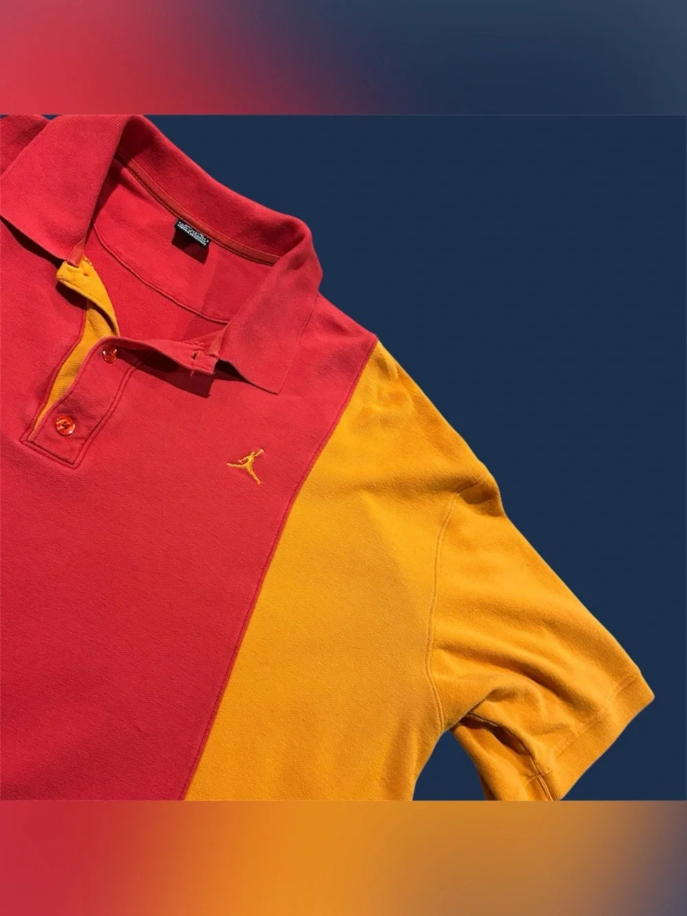 Vintage Jordan Brand Red & Orange Colorblock Cotton Polo 3XL